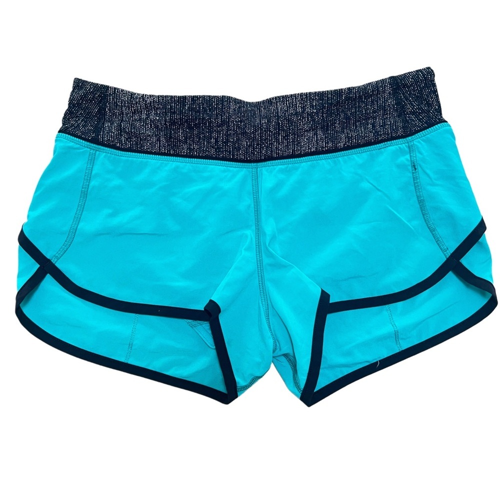 Lululemon Turquoise and Black Running/Workout Shorts - Size 4